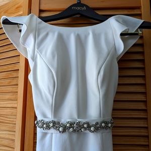Adrianna Papell Long Crystal Pearl Dress Wedding NEW!